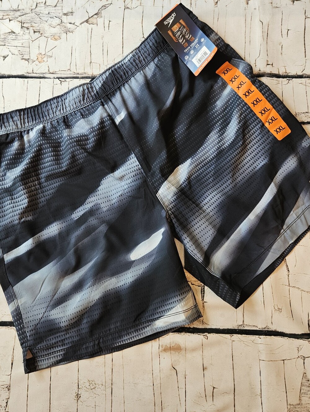 NWT Speedo Tech Volley Swim Trunks XXL 38-40 Dark Gray Camo UPF 50+ Swim Shorts